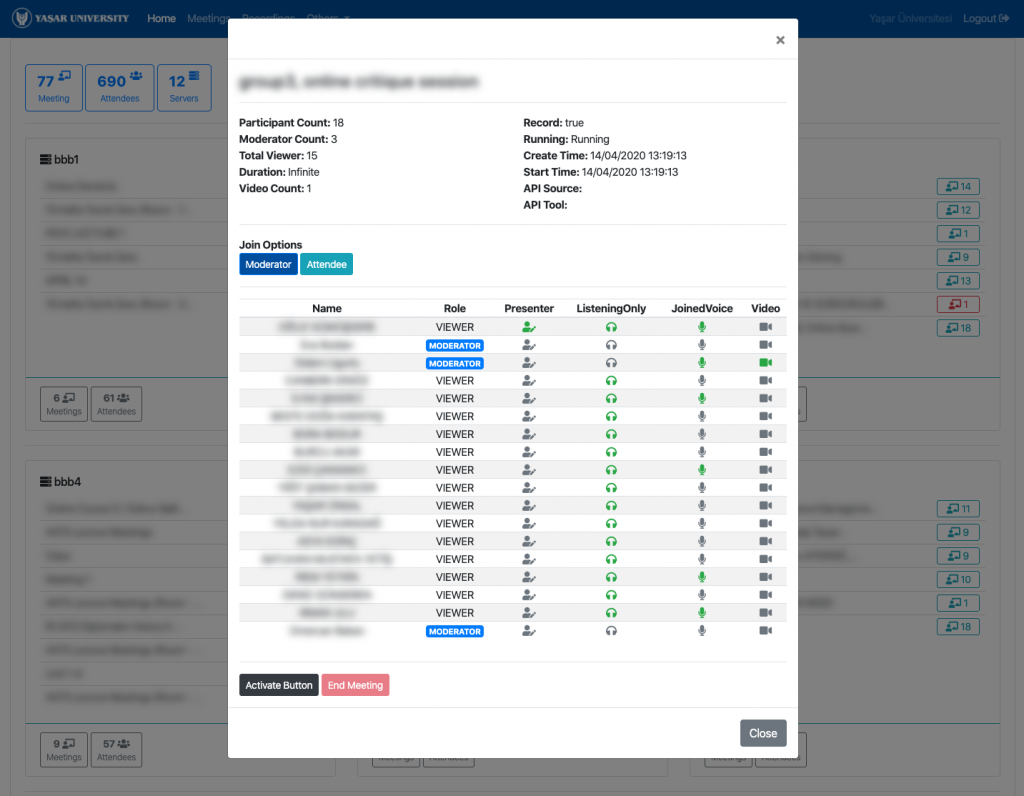 bbb, big blue button, bigbluebutton, bigbluebutton api, bigbluebutton dashboard, bigbluebutton monitoring, canlı sınıf, online ders programı, sanal sınıf, Sanal toplantı platformları, scalelite, scalelite dashboard, web konferans sistemi